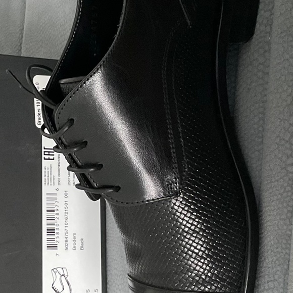 BOSS ITALIAN-MADE LEATHER  BRODERS. BLACK SHOES - Picture 11 of 12